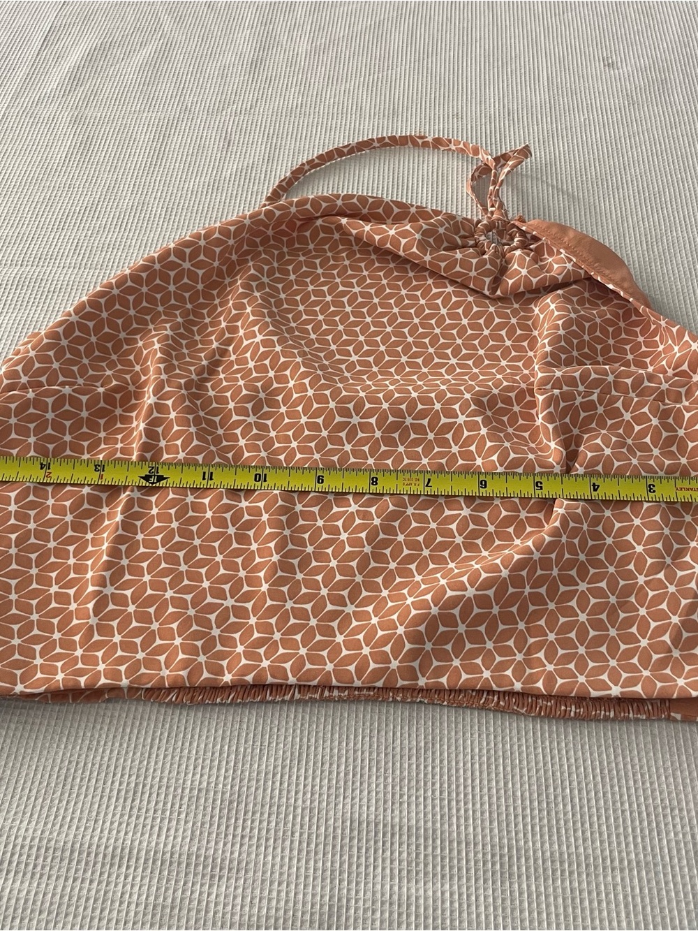 Abercrombie & Fitch Women’s Smocked Halter Crop Top Peach White Print Size M - Picture 5 of 6